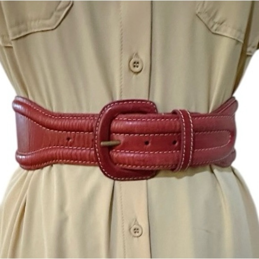 MEXX genuine leather red belt - Picture 1 of 15